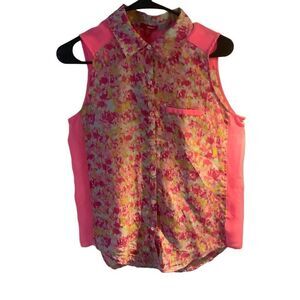 Pre Owned Women’s Bongo Sleeveless Vest Shirt Floral Sz Med Fashionable Comfort